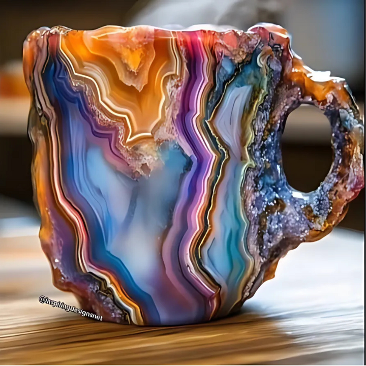 Snygg köksinredning med handgjord kaffemugg i äkta mineralkristall