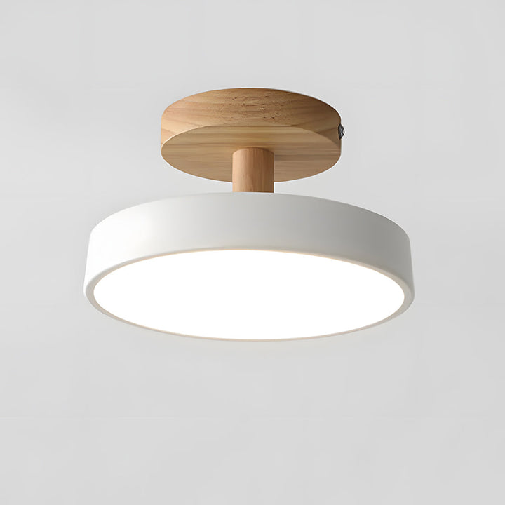 Helhetsbild av rum inrett med stilren taklampa i industriell stil