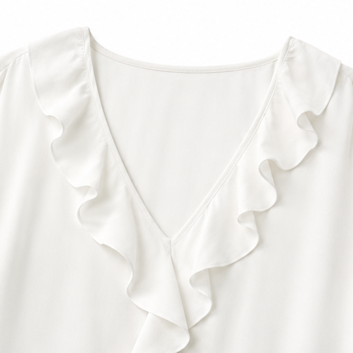 Bakifrån vy av mönstrad damblus med 3/4-ärm för en sofistikerad look