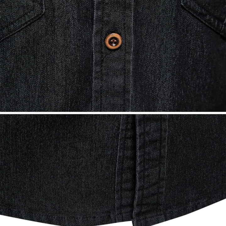 Snygg denimskjorta för herrar kombinerad med byxor för en komplett stil