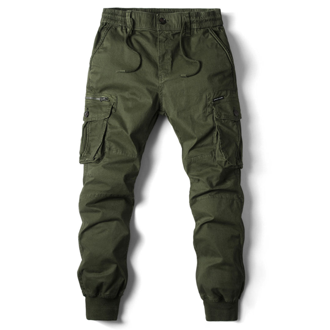 Vaughn gröna utility cargo byxor framifrån