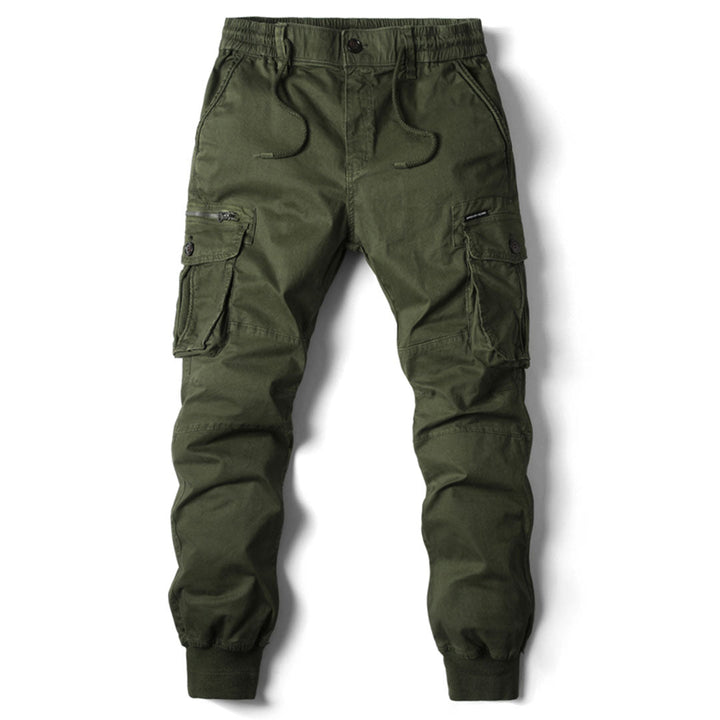 Vaughn gröna utility cargo byxor framifrån