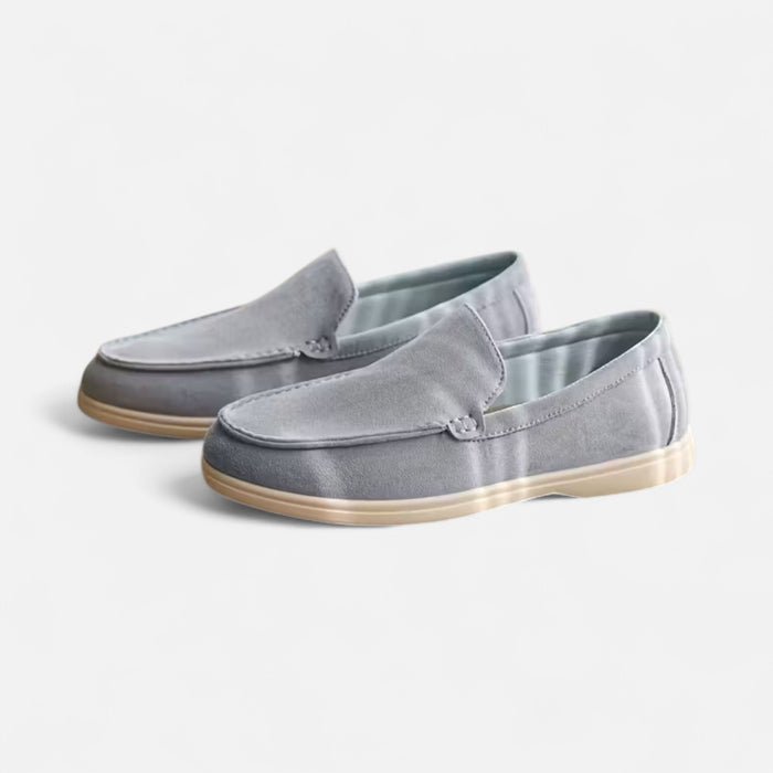 Beiga herrskor i slip-on modell, bekväma körskor i mockaimitation