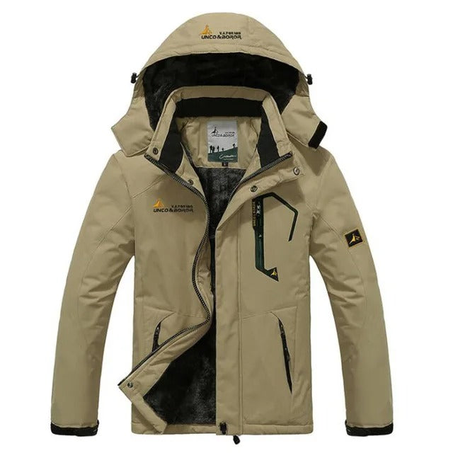 Varm fodrad herrvinterjacka med vattenavvisande yta
