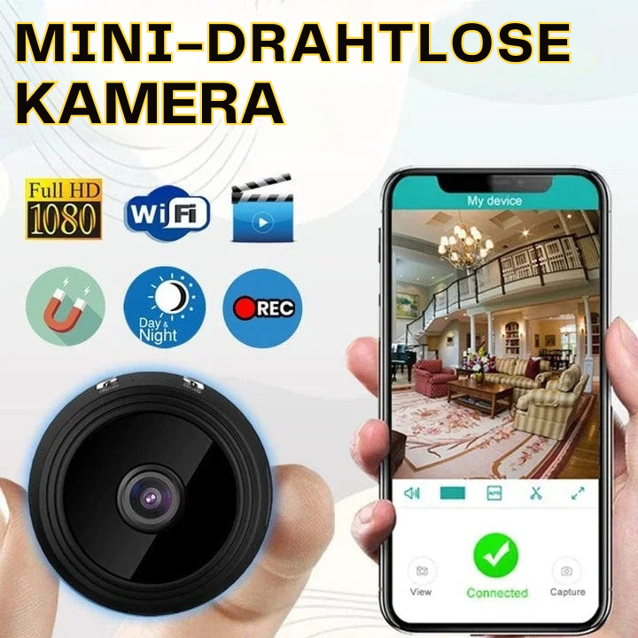 Trådlös mini-inomhuskamera med mobilapp för övervakning