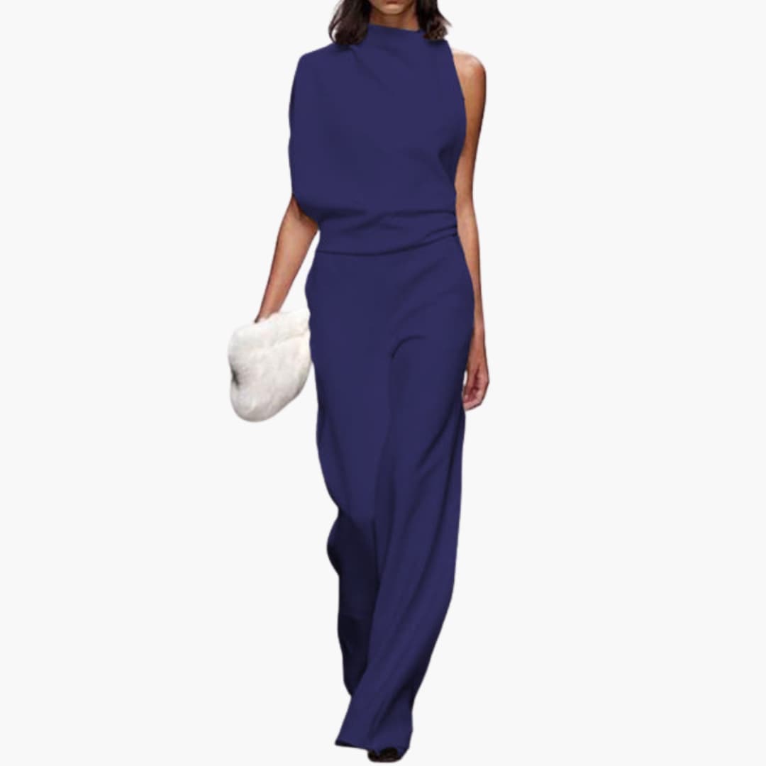 Bekväm och elegant jumpsuit för dam med klassisk rundhals