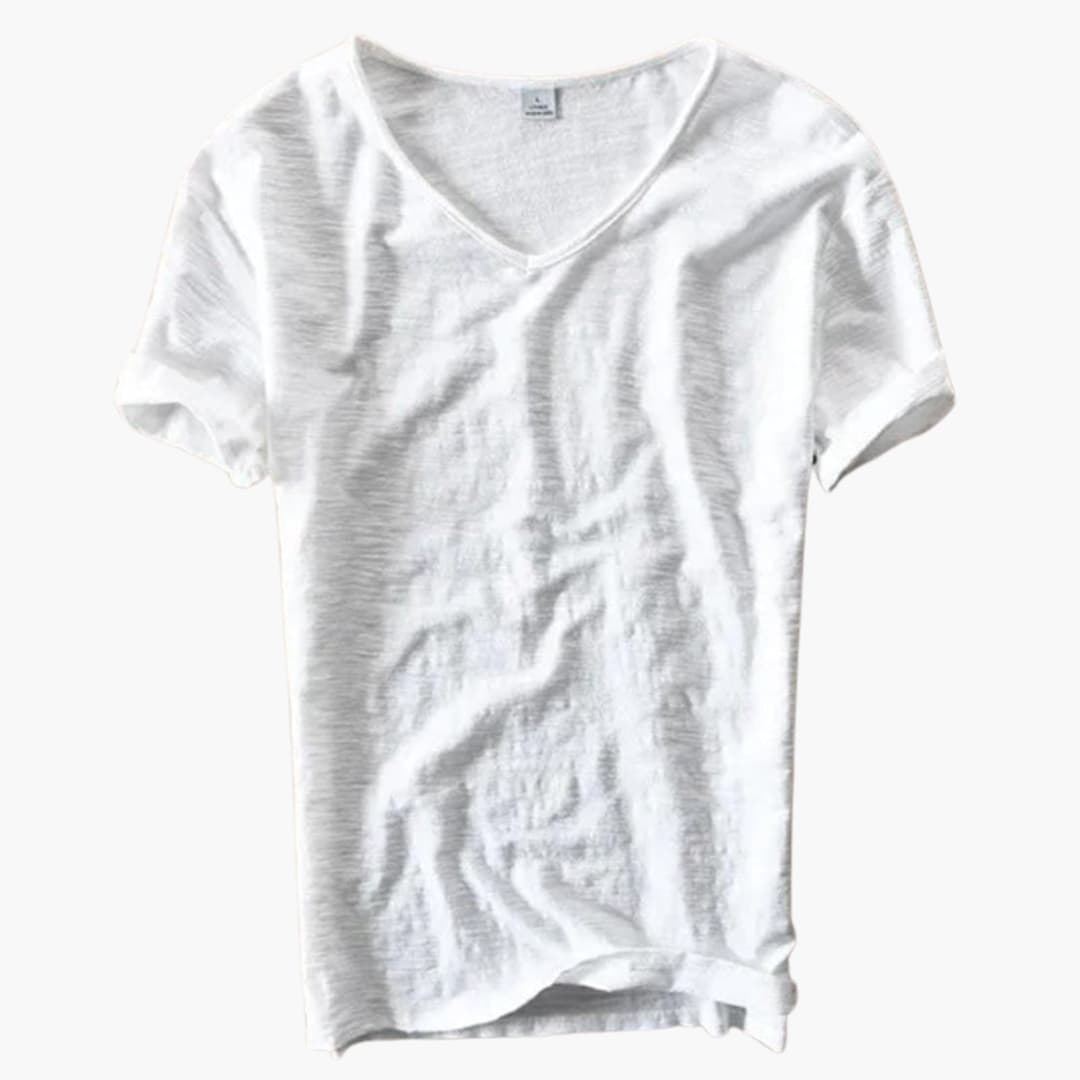 Vit kortärmad dam T-shirt med V-ringning