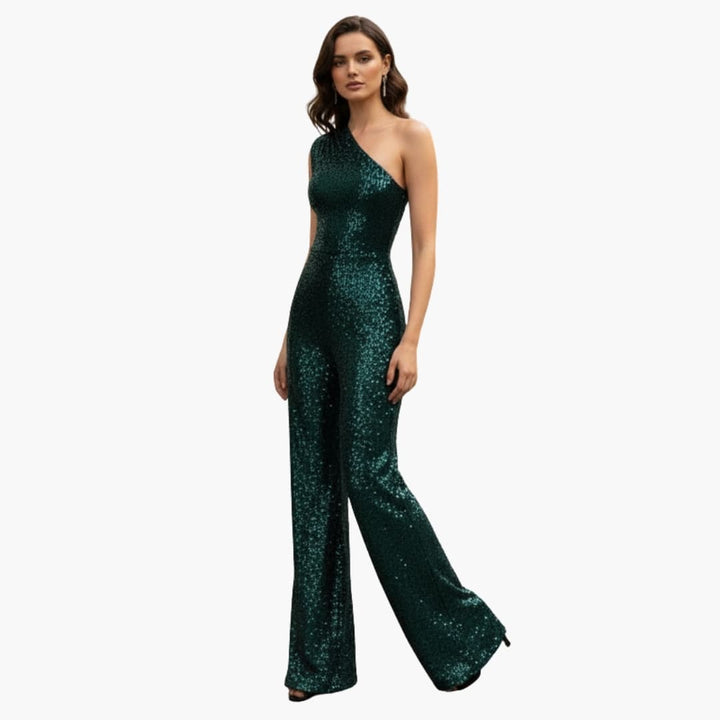 Moderiktig ärmlös jumpsuit med paljetter och raka ben för dam