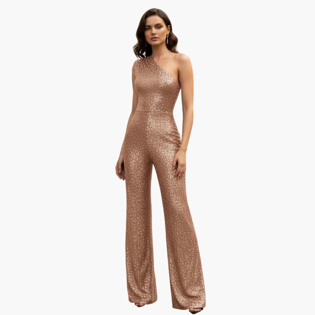 Stilren ärmlös jumpsuit med paljetter för festliga tillfällen och kvällar