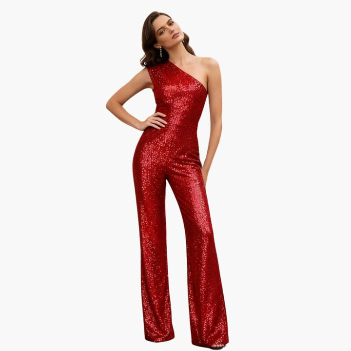 Svart paljettjumpsuit för kvinnor idealisk för fest och kvällsmoda