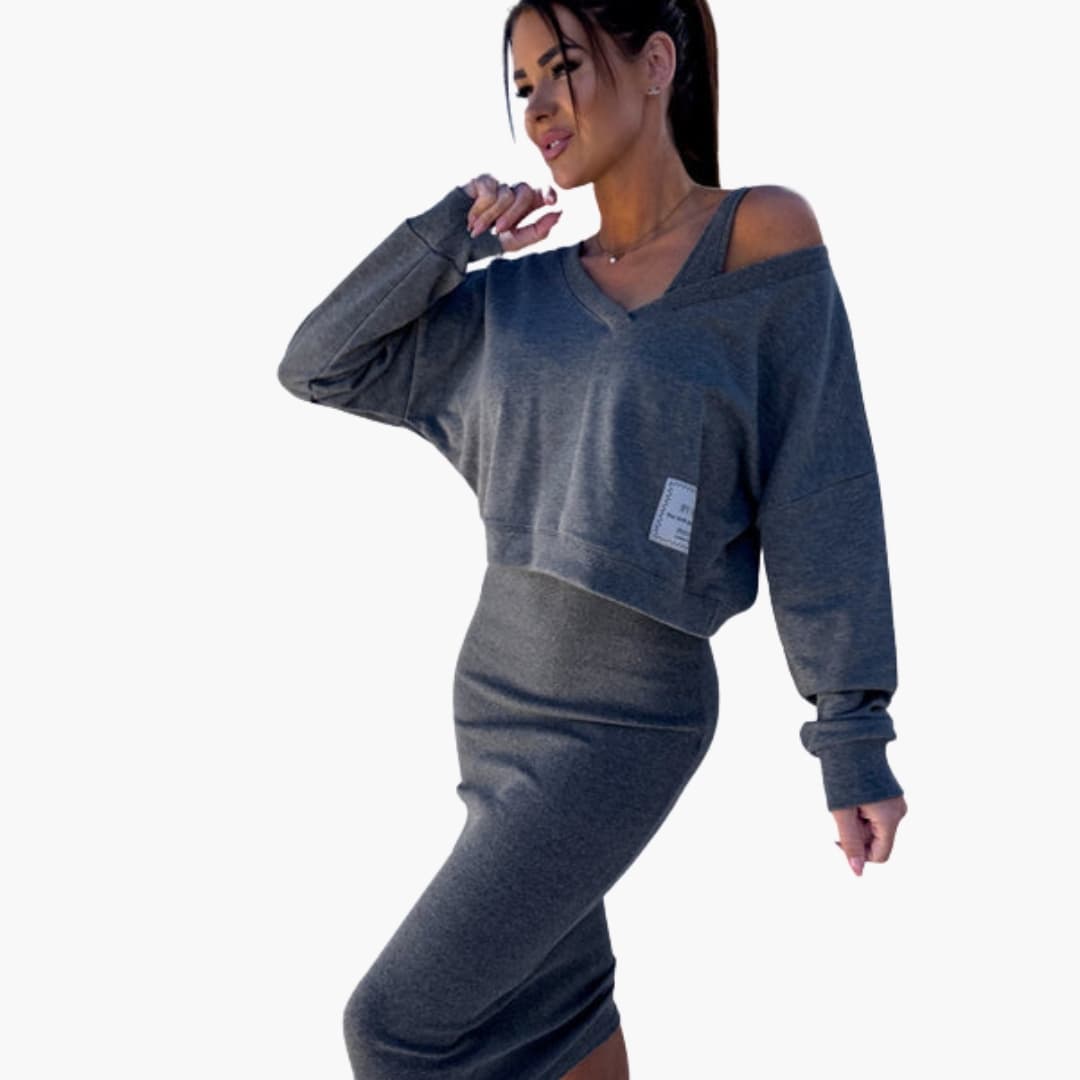 Svart långärmad sweatshirtklänning i mjukt material för vardagsbruk