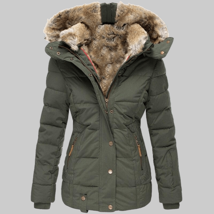 Slim fit dam vinterjacka med huva i snygg modell