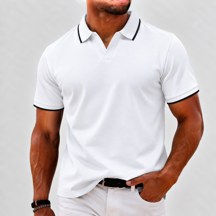 Elegant herrmode: kortärmad stickad polo i klassisk stil