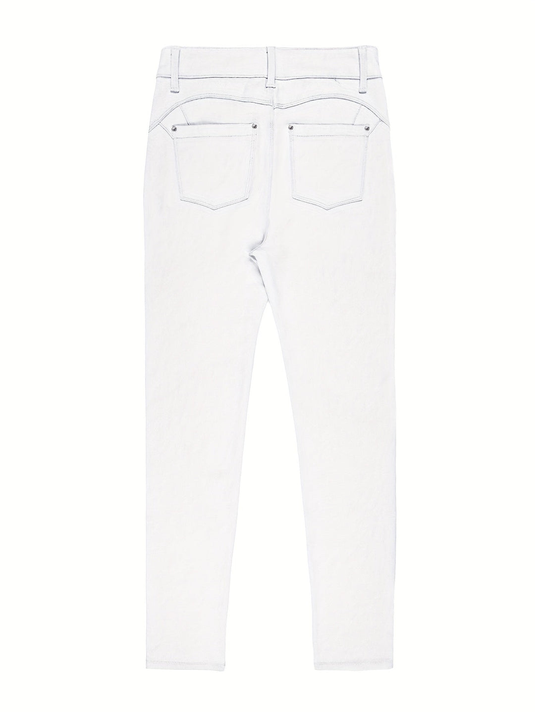 Detaljbild på rött denimtyg med bra stretch