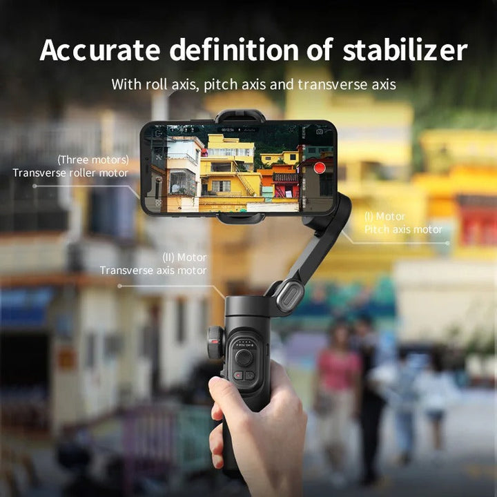 Närbild på motorer och axlar på mobilgimbal stabilisator