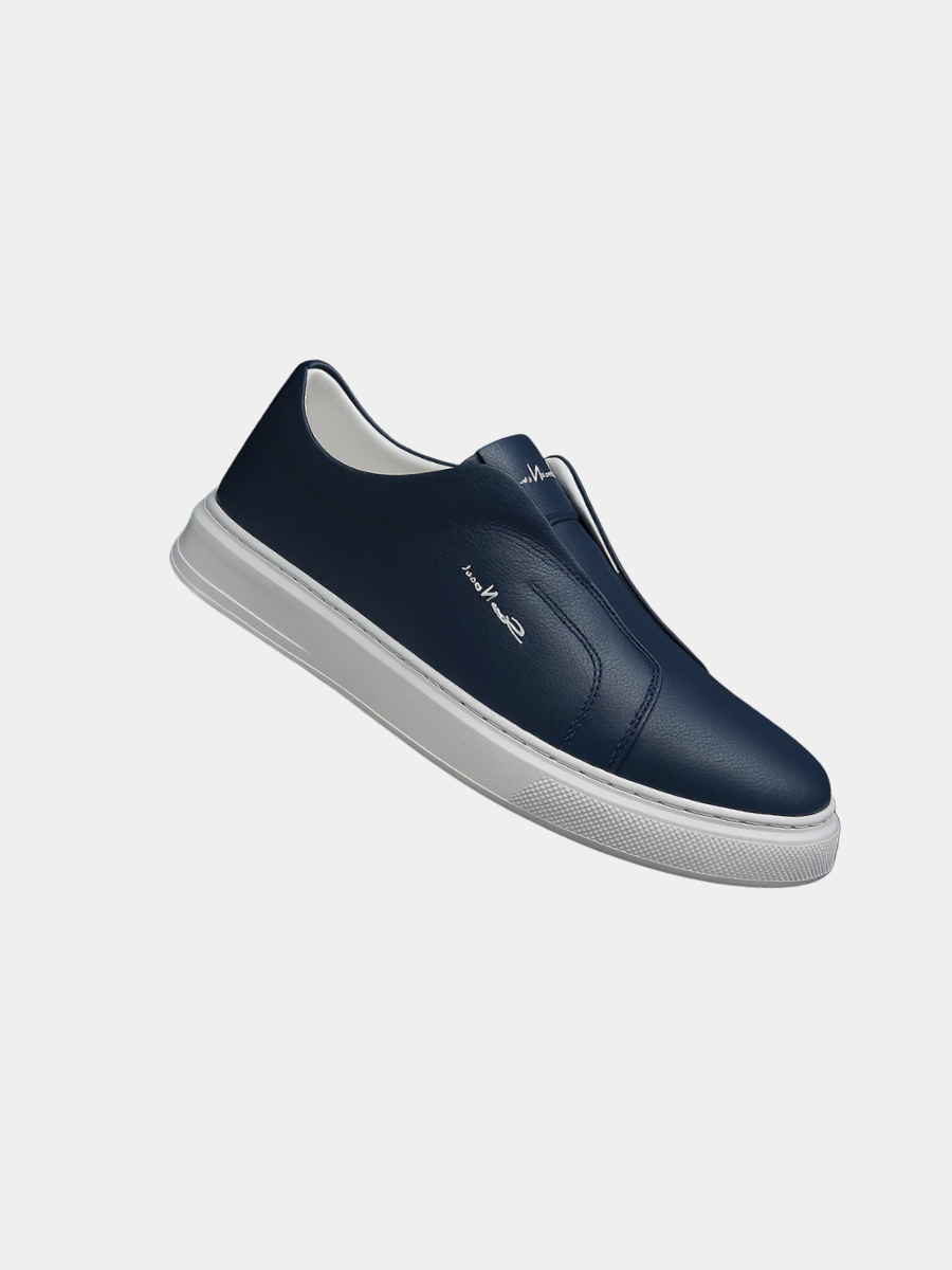 Marinblå eleganta slip-on-sneakers för herrar