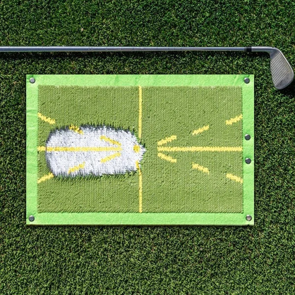 Golfträningsmatta för svingdetektion och analys som visar bollbana
