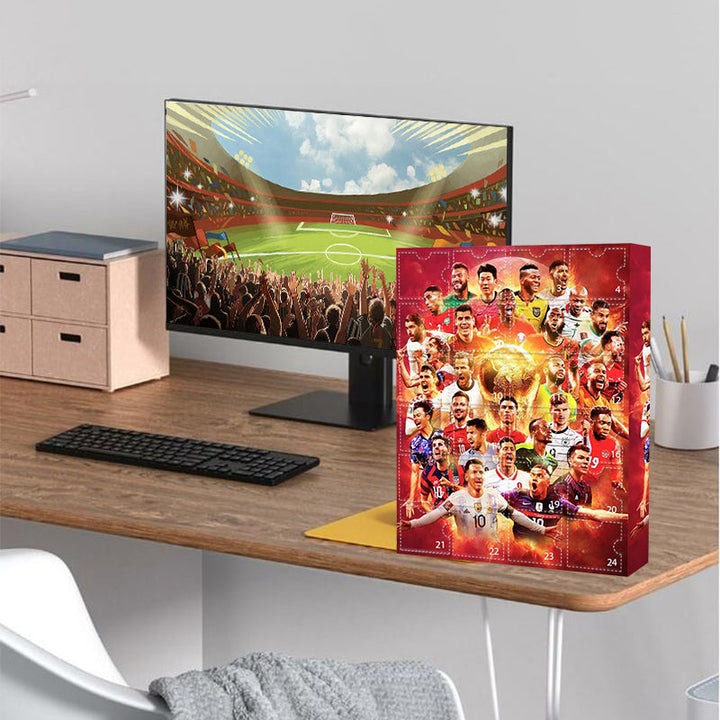 "Adventskalender för VM 2024 med vintriga teman, julöverraskningar, ca 30x18x5 cm, perfekt som juldekoration."