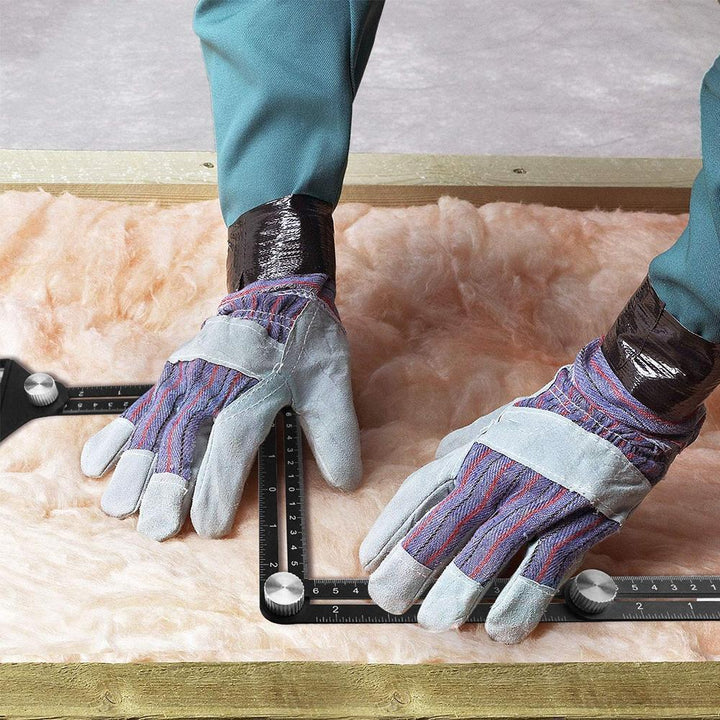Aluminium vinkelmätare med graverade markeringar, 6 justerbara delar för exakt mätning och flexibla layouter.