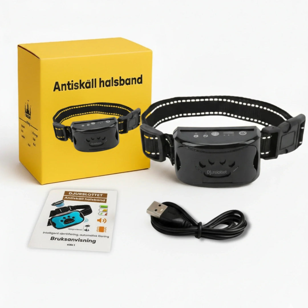 Antiskällhalsband för hundar, effektiv skällkontroll med vibrationsfunktion.
