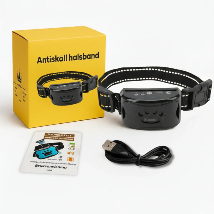 Antiskällhalsband för hundar, effektiv skällkontroll med vibrationsfunktion.