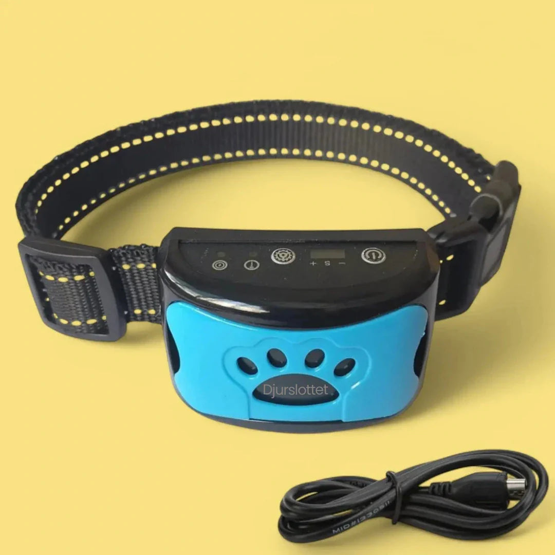 Smart antiskällhalsband, justerbart för bästa komfort under hundträning.