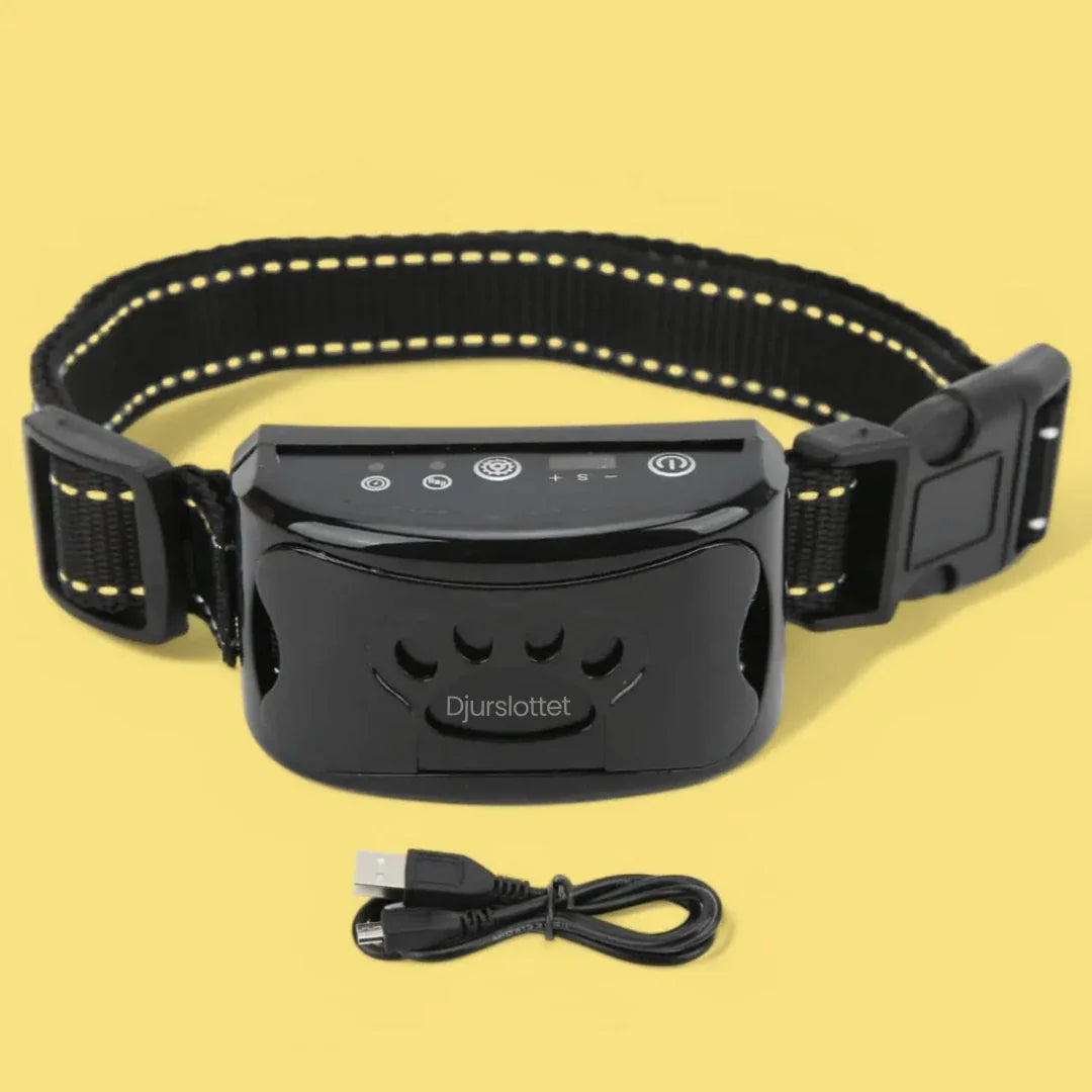 Vibrationshalsband med antiskällfunktion, bekvämt och justerbart.