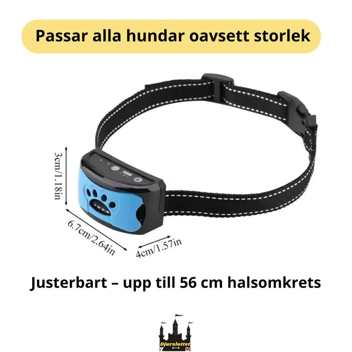 Svart antiskällhalsband, utformat för att hjälpa till med skällkontroll.