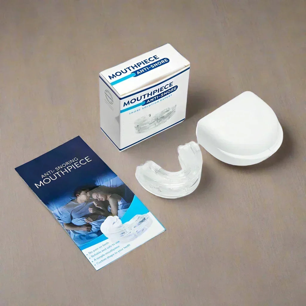 Genomskinlig antisnarkskena med förvaringsbox och informationsmaterial