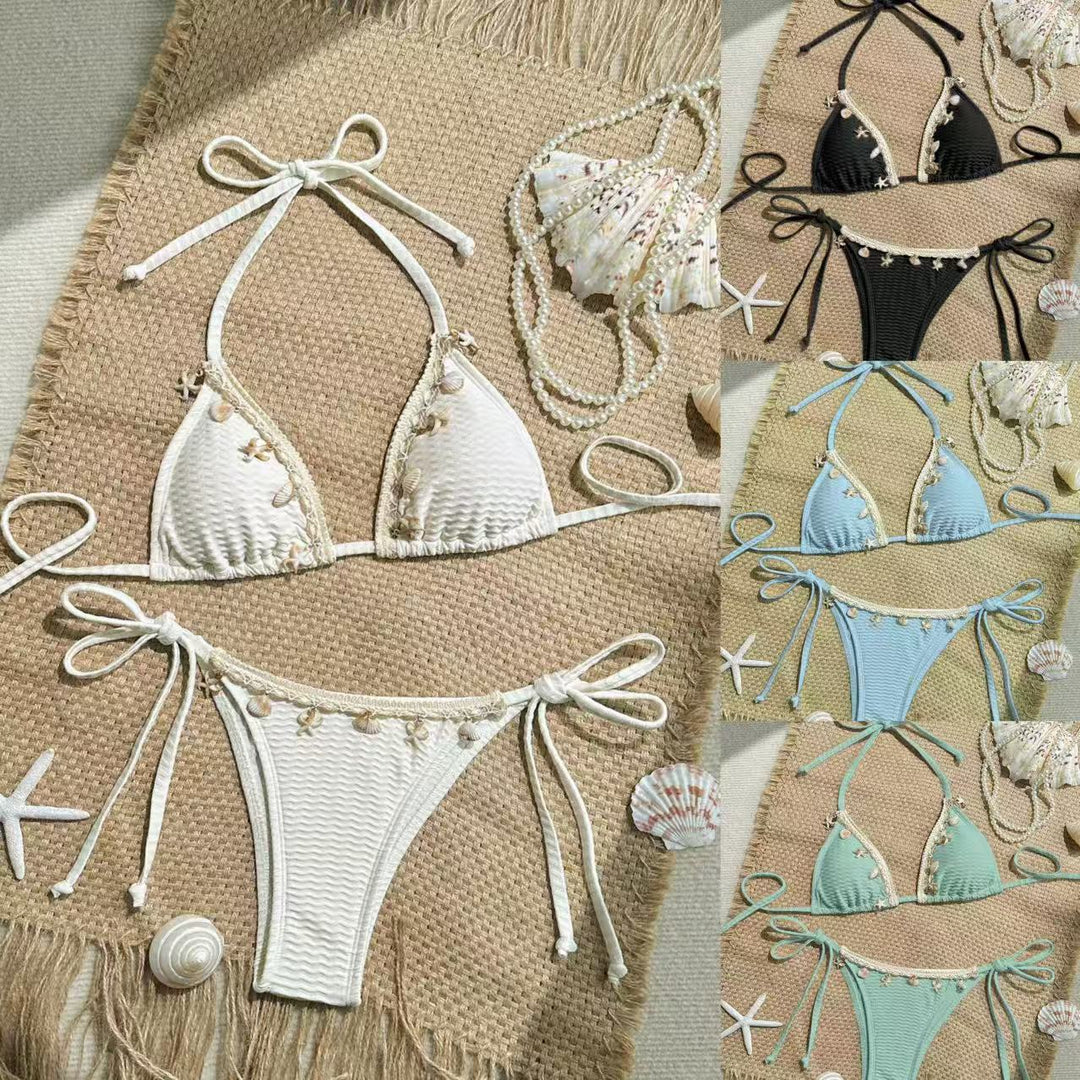 Aprikos triangelbikini set för dam, stilren design perfekt för strand & pool.
