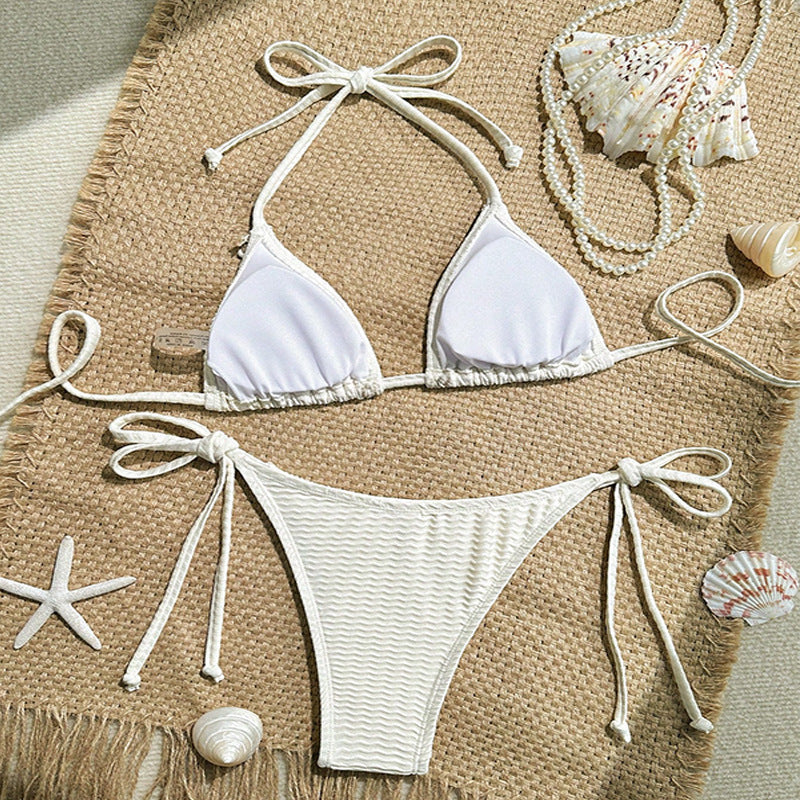 Somrig damtriangelbikini i aprikos, idealisk badkläder för stranddagar & poolhäng.