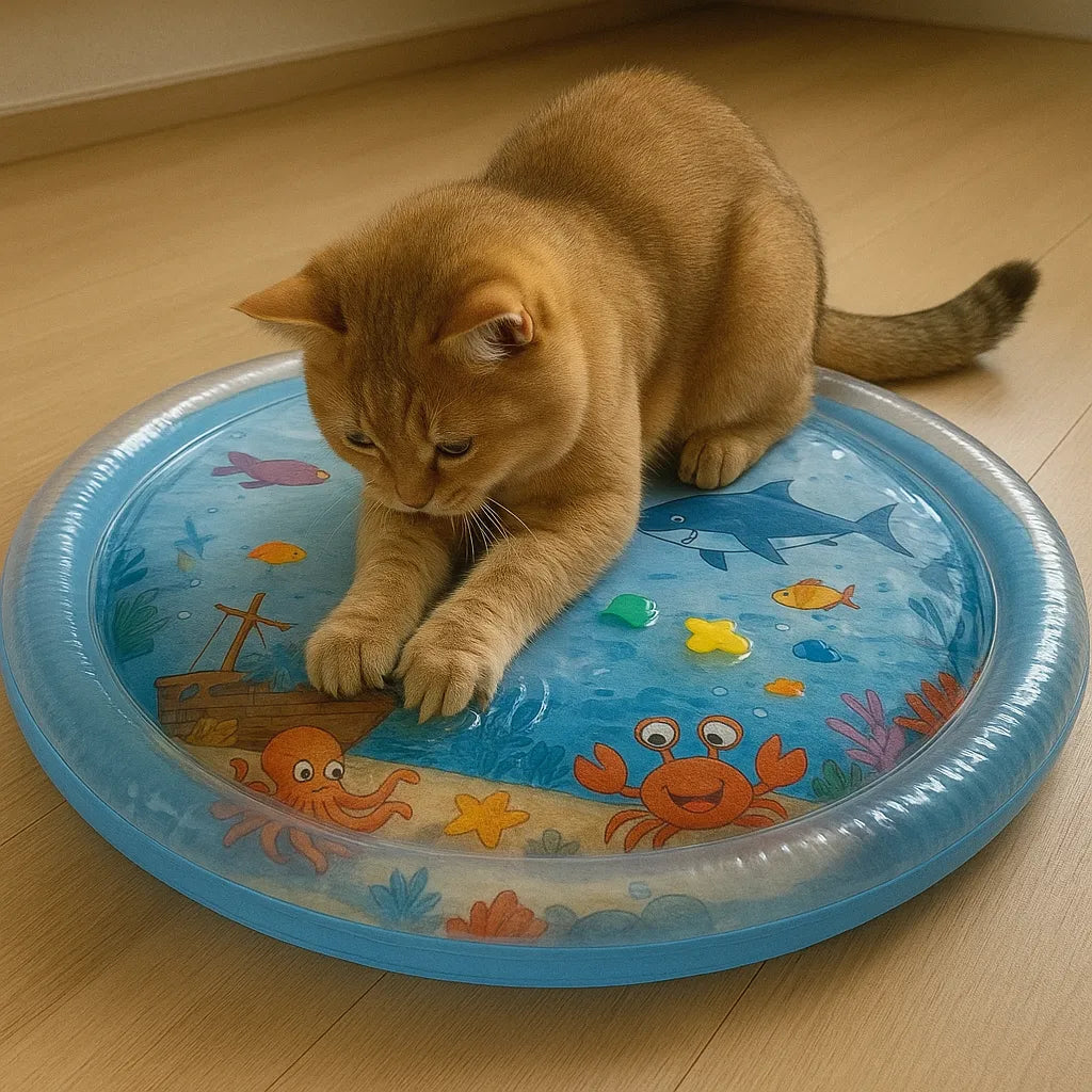 Husdjursleksak AquaPaw vattenlekmatta för interaktiv lek. Stimulerar hundar och katter med svalkande vatten.
