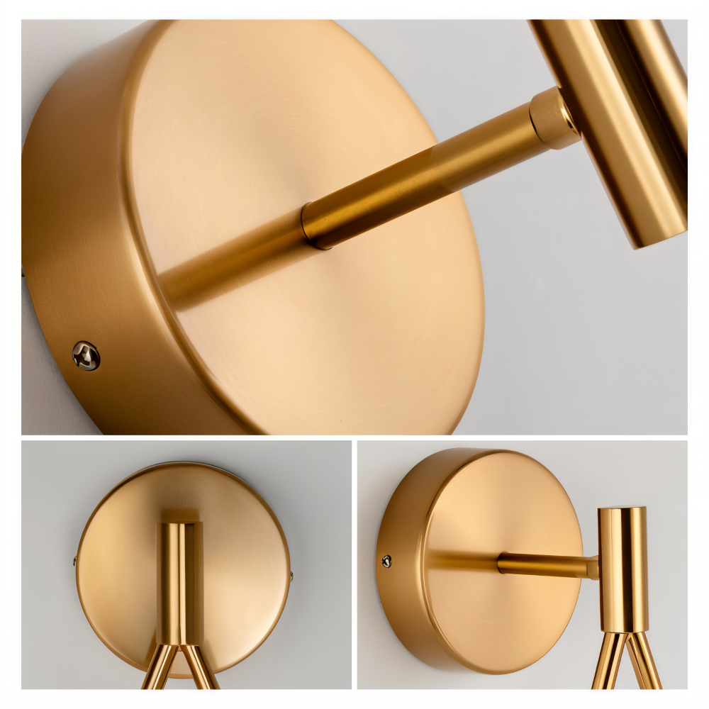 Skandinavisk ArtLoop vägglampa. Mässingsdetaljer, droppdesign. Elegant inomhusbelysning.