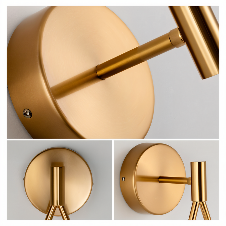 Skandinavisk ArtLoop vägglampa. Mässingsdetaljer, droppdesign. Elegant inomhusbelysning.