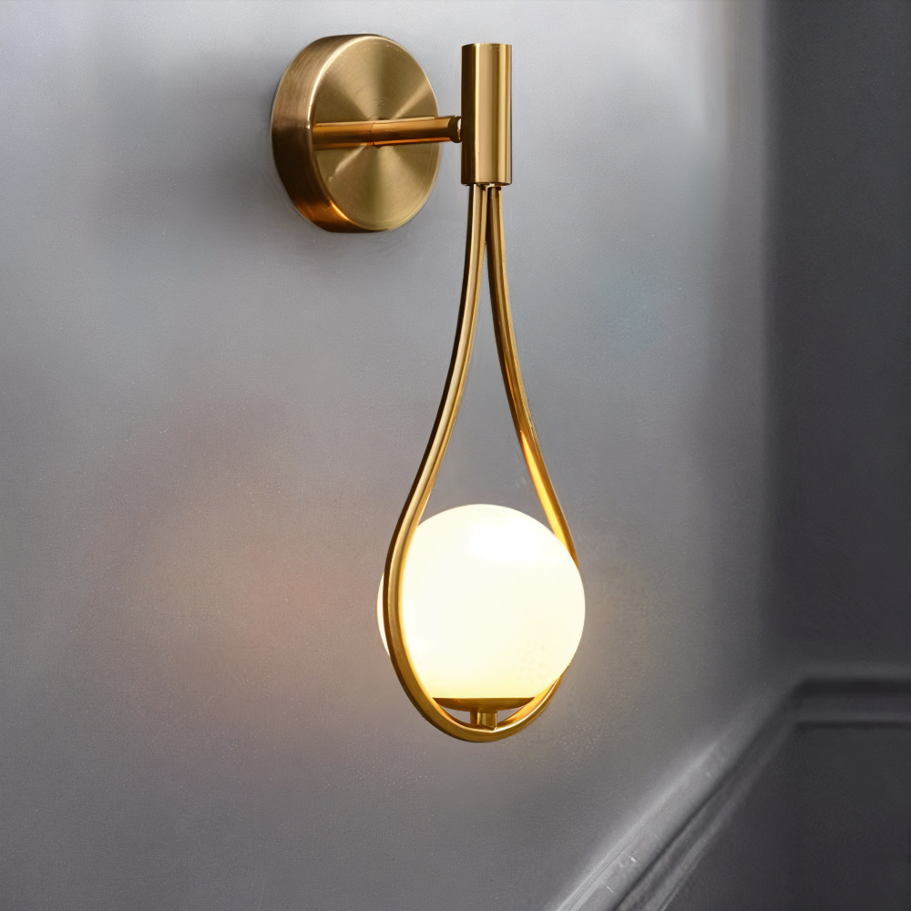 LED-vägglampa ArtLoop, droppdesign. Vacker dekorativ belysning för sovrum eller hall.