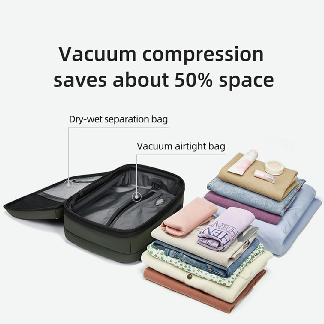 Arvid reseryggsäck, expanderbar för äventyr. Vattentät design med vakuumkomprimering för optimal packning & säkerhet.