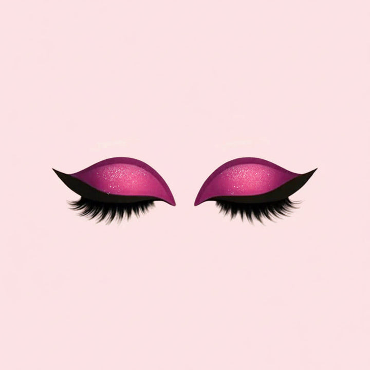 Återanvändbara 3-i-1 ögonmakeupstickers med lösögonfransar i rosa