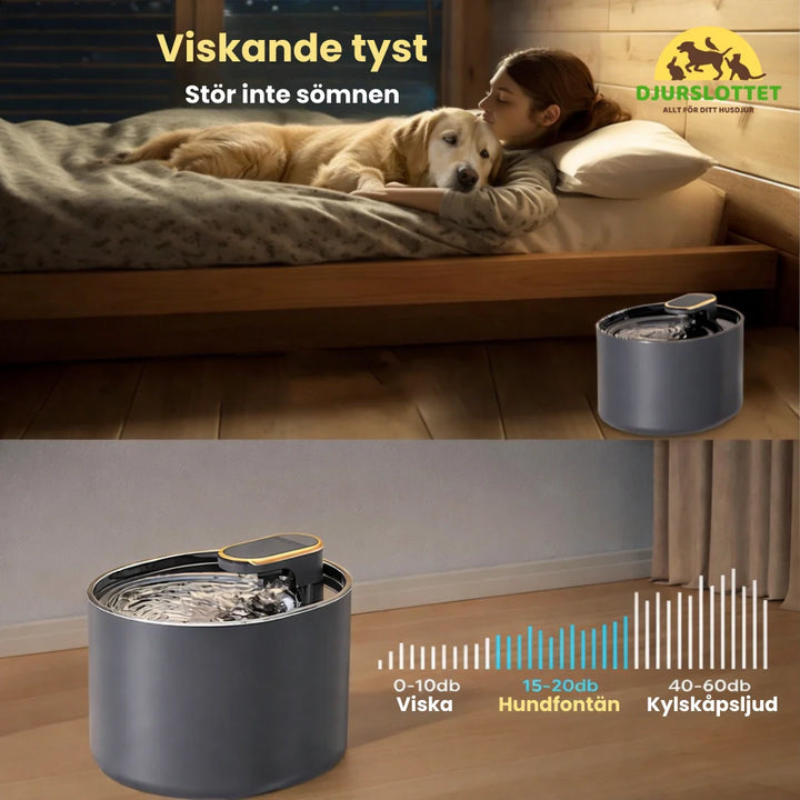 Fräschvattenfontän för husdjur. Automatisk 3L vattenskål ger tyst och rent dricksvatten till hund & katt.