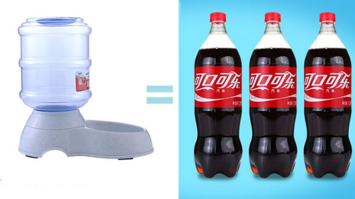 Robust djurmatare & vattendispenser i grå design. Idealisk för hundar som är ensamma hemma.