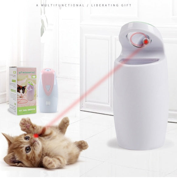 Automatisk laserpekare som stimulerar katter till lek och jakt. Perfekt för aktivering av husdjur.