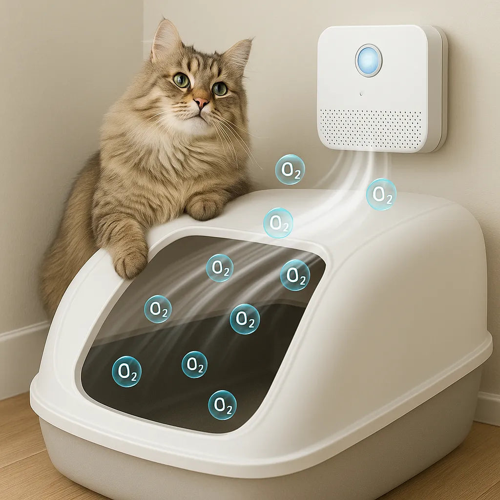 Förbättra inomhusluften med denna automatiska kattlådeluftrenare. Luktfri hemma.