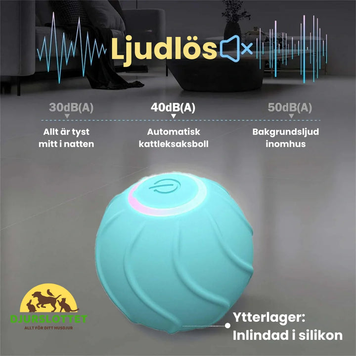 Rolig automatisk kattleksak, rullande och hoppande boll för lekfull aktivering av husdjur.