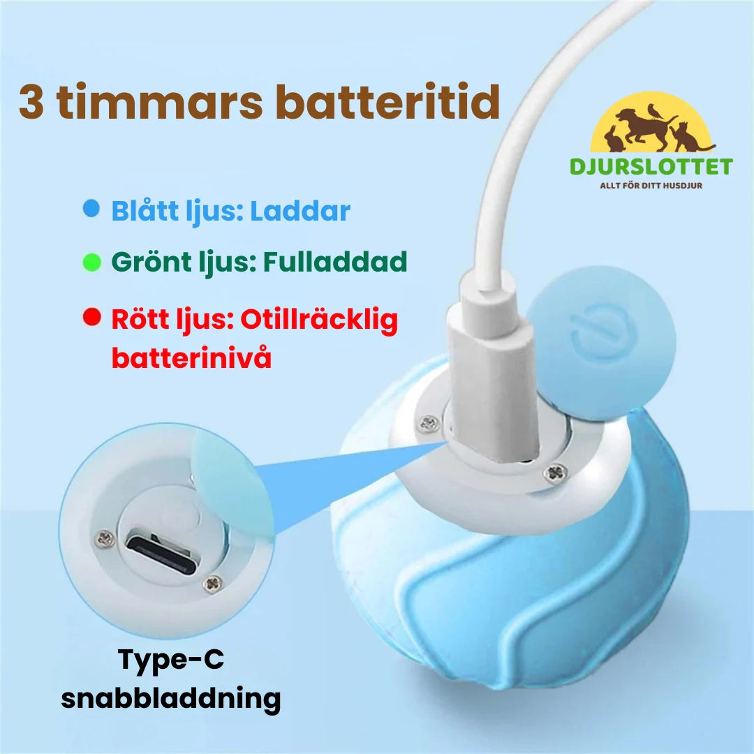 Självlekande rullande kattleksak med hoppfunktion; ger din katt stimulerande & rolig aktivitet.
