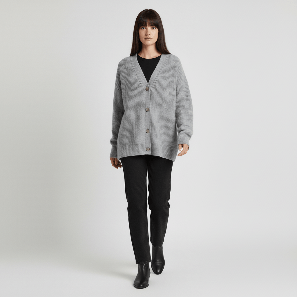 Jamila damkofta, en skön och modern cardigan som passar bekvämt under alla årstider.