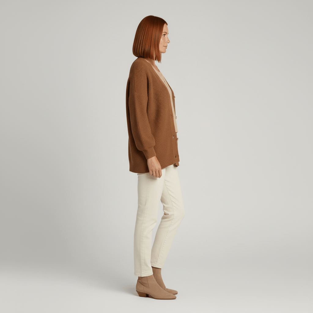 Höstig och vårig damkofta, en elegant cardigan med knappslå som förhöjer din stil.