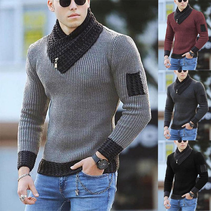 Snygg stickad herrmöja för vardagsstil och höstmode från sidan