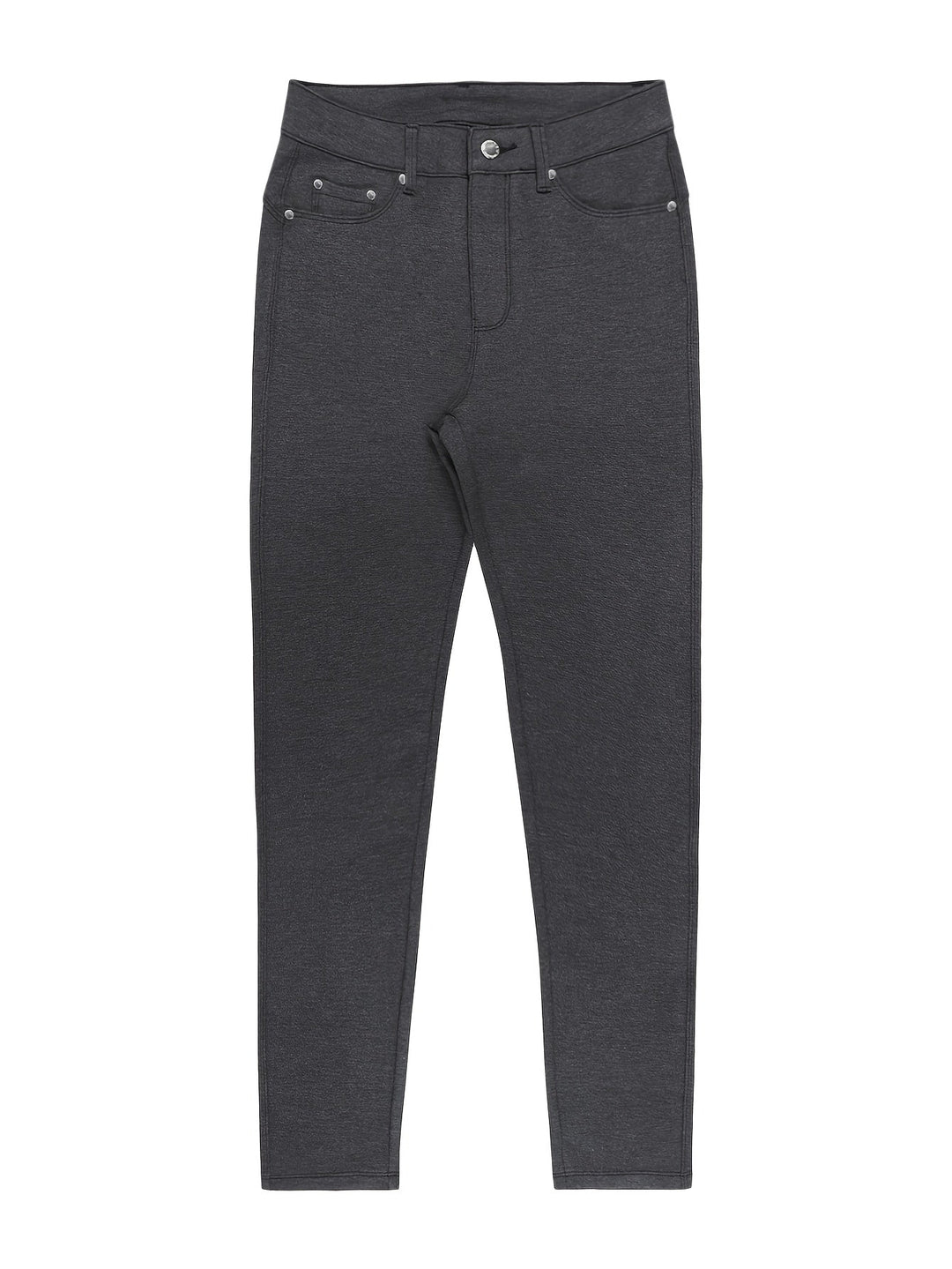 Närbild på sliten denim och tråddetaljer på stretchjeans