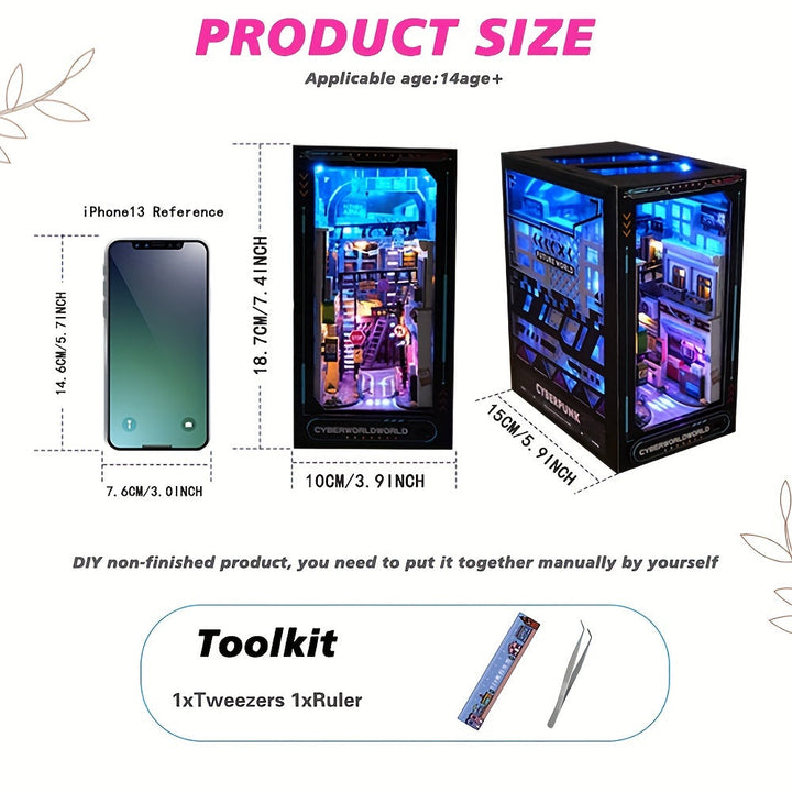 Närbild på cyberpunk DIY byggsats som visar intrikat belysning och design