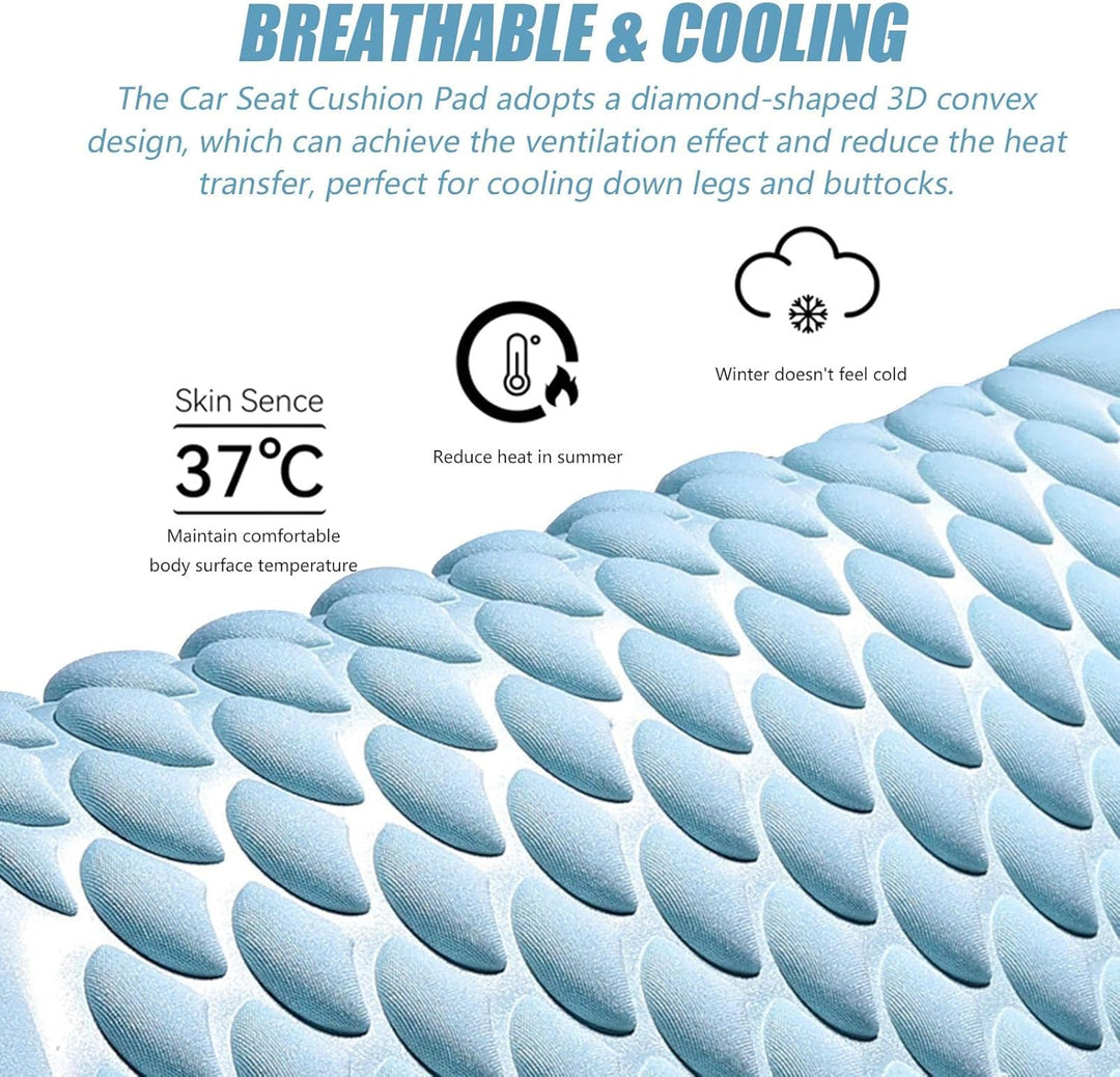 Närbild på det hexagonala mönstret och ventilationspunkterna på dynan