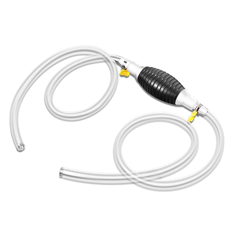 "Bärbar bilbränslepump med slitstark PVC, 1.5 m slang. Idealisk för enkel vätsketransfer av bensin, olja, vatten."